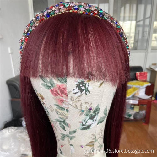 Wholesale 99j Red Burgundy 180% Virgin Wig Black Burgundy Transparent Lace Front Wig Brown Blond Ombre Human Hair Wig
